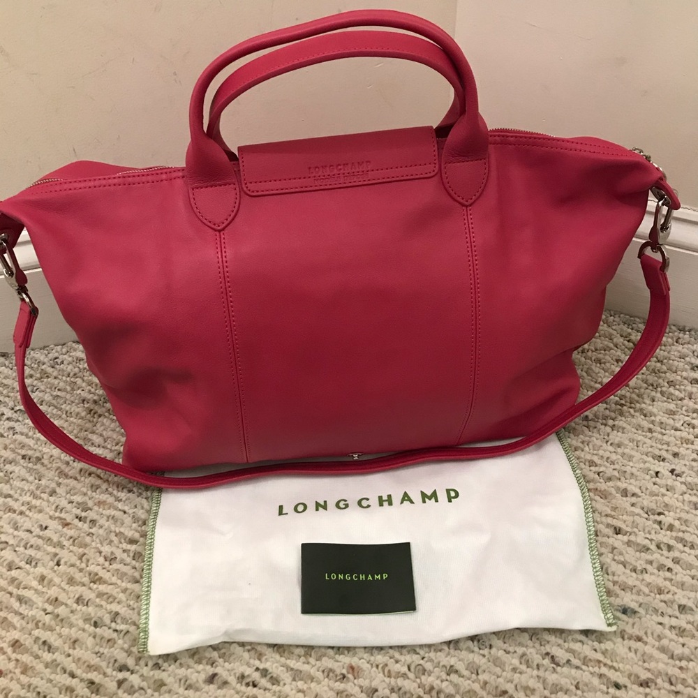 🆕 Longchamp large pink leather satchel bag - Picture 4 of 11